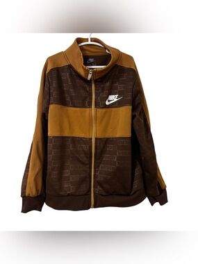 3/$15 Nike kids boys Brown and Mustard zip up Track Jacket size 7